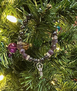 Hematite & Amethyst Goddess Charm Bracelet