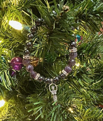 Hematite & Amethyst Goddess Charm Bracelet